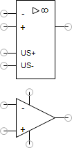 Operational amplifier with power supply pins