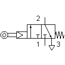 3/2-way roller lever valve, normally closed